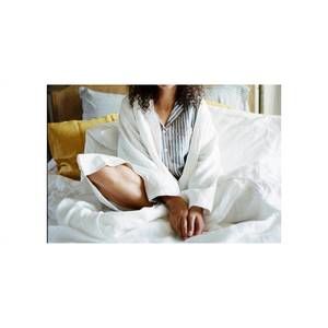 NEW PIGLET IN BED linen drawstring robe in white